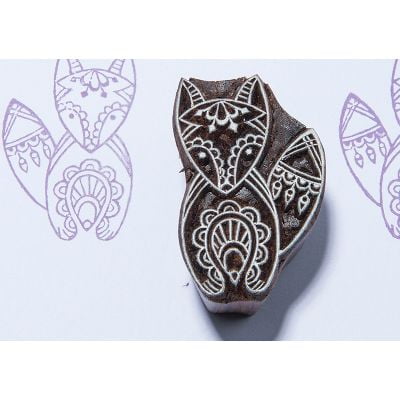 Blockwallah Fancy Fox Wooden Block Stamp